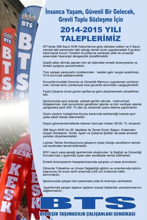 2014-2015 YILI TALEPLERİMİZ